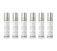 Lot de 6 Muscs Parfums SULTAN Al Rehab 6 ml Notes Fraîches de Bergamote, Jasmin, Musc & Bois - Huile Parfumée Orientale pour Homme & Femme Sans Alcool