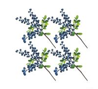 Lot de 6 myrtilles artificielles avec tiges, fleurs artificielles réalistes pour décoration de mariage, couronnes et accessoires pour cheveux, baies en mousse réalistes pour la maison et les