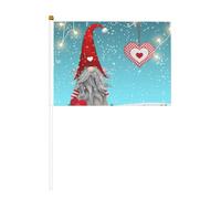 Lot de 6 nains de Noël traditionnels de 14 x 21 cm agitant un drapeau, cour, salon, concours de fête de vacances.