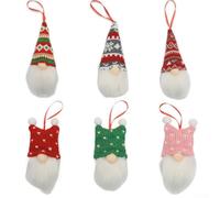 Lot de 6 nains de style nordique en tricot pour décoration murale (C)