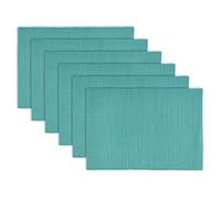 Lot de 6 napperons 100% Coton côtelé - 33 x 48,3 cm - Bleu Turquoise - Sets de Table Basiques pour Le Quotidien - Lavables et réutilisables, napperons en Tissu pour Table de Salle à Manger - par