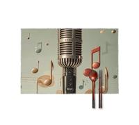 Lot de 6 napperons antidérapants avec microphone et note de musique, résistants à la chaleur, pour décoration de table de salle à manger, intérieur/extérieur, 30,5 x 45,7 cm