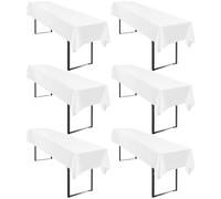 Lot de 6 Nappes Blanche Rectangulaire 100 x 250 cm Imperméable Nappe de table en Polyester, Anti-Rides Lavable en Machine, Pour Table à Bière/Table Pliante, Mariage, Anniversaire, Fête & Banquet