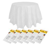 Lot de 6 nappes rondes jetables en PEVA pour mariage, banquet, restaurant, barbecue, mariage en plein air, blanc, 213,4 cm