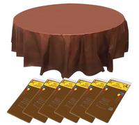 Lot de 6 nappes rondes jetables en plastique de 213,4 cm pour mariage, banquet, restaurant, buffet, fêtes et camping