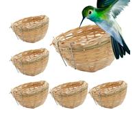 Lot de 6 nichoirs tissés pour l'extérieur - Nids de colibri et de canaris faits à la main - Sites de nidification décoratifs et nichoirs pour terrasse, jardin, pelouse, porte d'entrée.