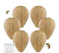 Lot de 6 nids de guêpes factice résistants aux intempéries - Nid de frelons artificiels - Nid de guêpes artificielles - Empêche la construction de nids de guêpes - Faux nid de guêpes pour chasser les