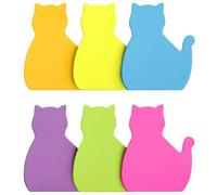 Lot de 6 Notes Autocollantes, Notes Adhésives en Forme de Chat Notes Autocollantes Amusantes Sticky Notes de Dessin Animé Mignon Mini Blocs-Notes pour Bureau École Enseignant Étudiants