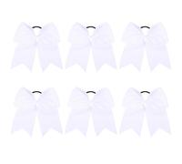 Lot de 6 nœuds à cheveux blancs de 20, 3 cm sans dommages avec support pour queue cheval et bande élastique pour un usage quotidien, voyage, photo, mariage - Nœud à cheveux blanc