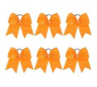 Lot de 6 nœuds à cheveux de 20, 3 cm sans dommage, élégant nœud joie orange avec support pour queue cheval, bande élastique pour un usage quotidien, voyage, photo, mariage