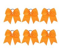 Lot de 6 nœuds à cheveux de 20, 3 cm sans dommage, élégant nœud joie orange avec support pour queue cheval, bande élastique pour un usage quotidien, voyage, photo, mariage