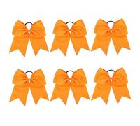 Lot de 6 nœuds à cheveux de 20, 3 cm sans dommage, élégant nœud joie orange avec support pour queue cheval, bande élastique pour un usage quotidien, voyage, photo, mariage