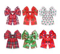 Lot de 6 nœuds à cheveux de Noël pour femme, nœud de Noël, arbre de Noël, flocon de neige, pinces à cheveux rouge et vert, barrettes à cheveux en ruban pour les vacances, accessoires de tenue de Noël,