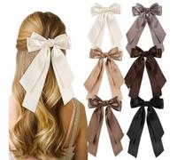 Lot de 6 nœuds à cheveux pour filles, 12, 7 cm, double couche en satin avec longue queue pour femmes, filles, tout-petits, multicolores, ornements de jardin