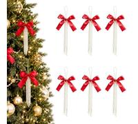 Lot de 6 nœuds de Noël réutilisables pour sapin de Noël | Nœuds d'arbre de Noël avec perle pour crochet de porte, couronne de porche, rebord de fenêtre, mariage et anniversaire