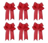 Lot de 6 nœuds de Noël rouges pour sommet du sapin de Noël, loisirs créatifs, bouquets, couronne de porte d'entrée de ferme, décoration d'intérieur et de mariage (A)