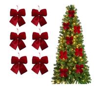 Lot de 6 Nœuds de Sapin de Noël, Grands Nœuds en Velours Rouge, Décorations De Noël pour L'intérieur Et L'extérieur, pour Sapin, Porte, Couronne, Cadeaux et Fête (Wine Red)