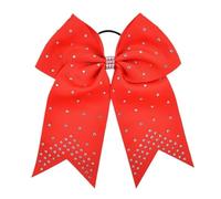 Lot de 6 nœuds élastiques à cheveux en forme queue d'hirondelle, couleur unie, paillettes, for filles Pour Femmes(Red)