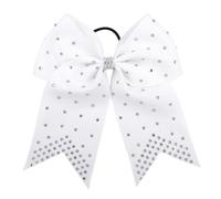 Lot de 6 nœuds élastiques à cheveux en forme queue d'hirondelle, couleur unie, paillettes, for filles Pour Femmes(White)