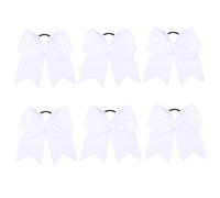 Lot de 6 nœuds pour cheveux de 20, 3 cm sans dommages, élégants nœuds blancs avec support pour queue cheval, bande élastique pour un usage quotidien, voyage, photo, mariage