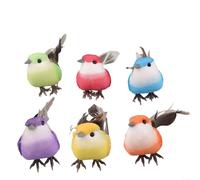 Lot de 6 oiseaux artificiels en plumes pour décoration de sapin de Noël