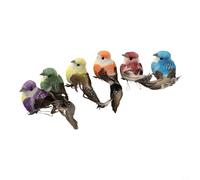 Lot de 6 oiseaux imitation plumes et perles avec pinces en fer pour arche de mariage, jardin, chemin, décoration d'intérieur et décoration d'arbre de Noël