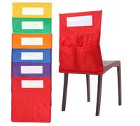 Lot de 6 organisateurs de poche pour chaise de vec étiquette de nom d'étudiant 42 x 48 cm, 3 poches de rangement pour siège d'école