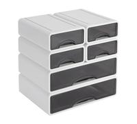 Lot de 6 Organiseur de tiroirs de bureau - 34 x 25 x 33 cm - Empilables - Pour fournitures de bureau, bijoux, stylos