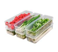 Lot de 6 organiseurs de réfrigérateur - Boîtes de rangement pour réfrigérateur - Oignons verts - Avec couvercle - Scellées à froid - Pour la cuisine, les fruits frais