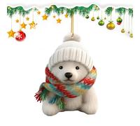 Lot de 6 ornements d'ours polaires pour sapin de Noël, pendentifs mignons, en acrylique 2D, ours polaire, décoration d'ours polaire, décoration pour les fêtes