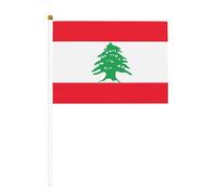Lot de 6 ou 10 mini drapeaux du Liban imprimés à main sur bâton 20,6 x 14,9 cm pour l'extérieur pour défilés, décoration