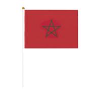 Lot de 6 ou 10 mini drapeaux du Maroc imprimés sur bâton 20,6 x 14,9 cm pour l'extérieur pour défilés, décoration