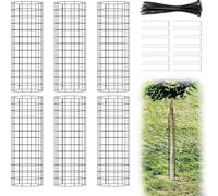 Lot de 6 ou 12 couvre-arbres en métal avec attaches de fixation et clous de sol pour une protection fiable contre les dommages causés par les animaux et les intempéries (B)