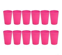 Lot de 6 ou 12 gobelets en plastique incassables, légers et empilables pour eau, jus, lait, smoothies, passent au lave-vaisselle, au micro-ondes, 160 ml, multicolore (rose)