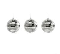 Lot de 6 ou 3 boules disco argentées à suspendre pour sapin de Noël, fête de mariage, éclairage de la maison, rehausseur d'ambiance, avec verre réfléchissant (8 cm)