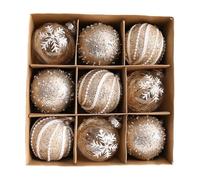 Lot de 6 ou 9 boules de Noël de 8 cm - Boules en plastique vives pour décoration d'arbre de vacances, fêtes, mariages, décoration d'intérieur festive (compatible avec le Royaume-Uni) (doré, 8 cm, 6)