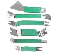 Lot de 6 outils de démontage d'intérieur de voiture en acier inoxydable pour retirer et réparer les garnitures de panneau audio (sac en plastique vert)