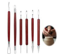 Lot de 6 outils de modelage en argile polymère - Accessoires de pâte à modeler - Poignées en bois - Moules en argile polymère - Outils de sculpture en céramique - Pour bricolage, artisanat, poterie