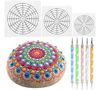 Lot de 6 outils de peinture mandala avec 5 outils à pointillés, outils de pointillage Mylar Mandala Pochoirs Stylos à pointiller pour bricolage sur pierre, dessin sur pierre, peinture sur roche,
