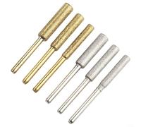 Lot de 6 outils de polissage cylindriques pour tronçonneuse avec revêtement diamant pour scies eltriques, moules en bois de jade, tige M en acier 4,0 mm, 4,8 mm, 5,5 mm