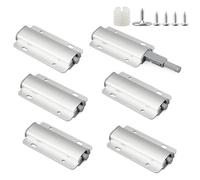 Lot de 6 ouvre-portes à pression en aluminium Push to Open - Avec vis - Amortisseur - Fermeture magnétique - Pour portes, placards, portes de balcon