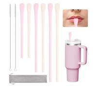 Lot de 6 pailles anti-plis, plates et larges compatibles avec Stanley 1,2 l et 850,5 g, pailles longues réutilisables flexibles avec brosse nettoyante, parfaites pour remplir les lèvres
