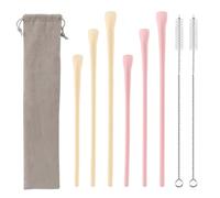 Lot de 6 pailles anti-plis, réutilisables, plates, sans plis, avec 2 brosses de nettoyage et sac de transport, compatibles avec les gobelets Stanleys de 50,8/76,2/1,2 l, réduit les rides des lèvres