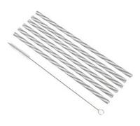 Lot de 6 Pailles & Brosse Réutilisables 23cm Gris Gris G