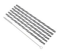 Lot de 6 Pailles & Brosse Réutilisables 23cm Noir Noir G