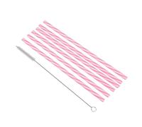 Lot de 6 Pailles & Brosse "Réutilisables" 23cm Rose