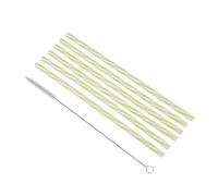 Lot de 6 Pailles & Brosse ""Réutilisables"" 23cm Vert