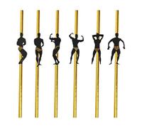 Lot de 6 pailles de fête de bodybuilder en papier pour décoration de boisson avec accents de découpe de figurine pour tables de cocktail
