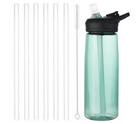 Lot de 6 pailles de rechange pour Camelbak Eddy + bouteille d'eau, avec une brosse de nettoyage, pailles droites réutilisables, uniquement compatibles avec les accessoires Camelbak Eddy (50,8/75,3/907,2 g)