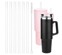 Lot de 6 pailles de rechange pour gobelets de voyage Stanley Adventure Quencher de 1 180 ml, paille en plastique réutilisable avec brosse de nettoyage pour tasse Stanley de 1 200 ml (30 cm de long)